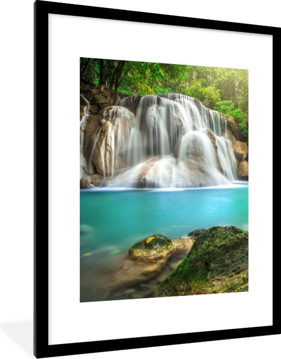 Fotolijst incl. Poster - Bos - Waterval - Natuur - 60x80 cm - Posterlijst