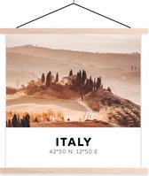 Posterhanger incl. Poster 60x60 cm - Schoolplaat - Italië - Toscane - Zomer - Textielposter - Blanke latten