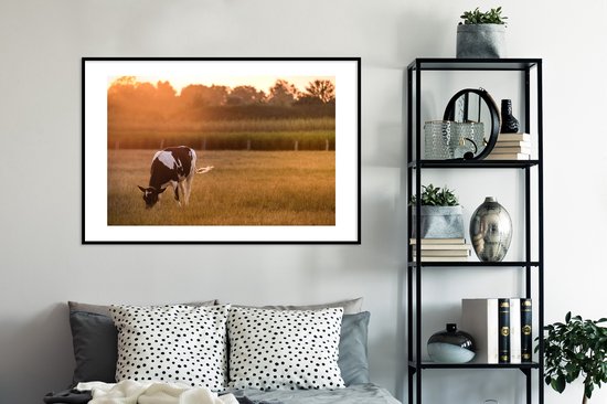 Cadre photo avec affiche - Vache - Soleil - Animaux - 120x80 cm - Cadre pour affiche