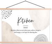 Posterhanger incl. Poster - Schoolplaat - Spreuken - Kitchen - Keuken definitie - Quotes - Woordenboek - 150x100 cm - Blanke latten