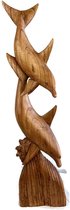 statue en bois / sculpture en bois / dauphins en bois / statue fait main / animal en bois / style vintage