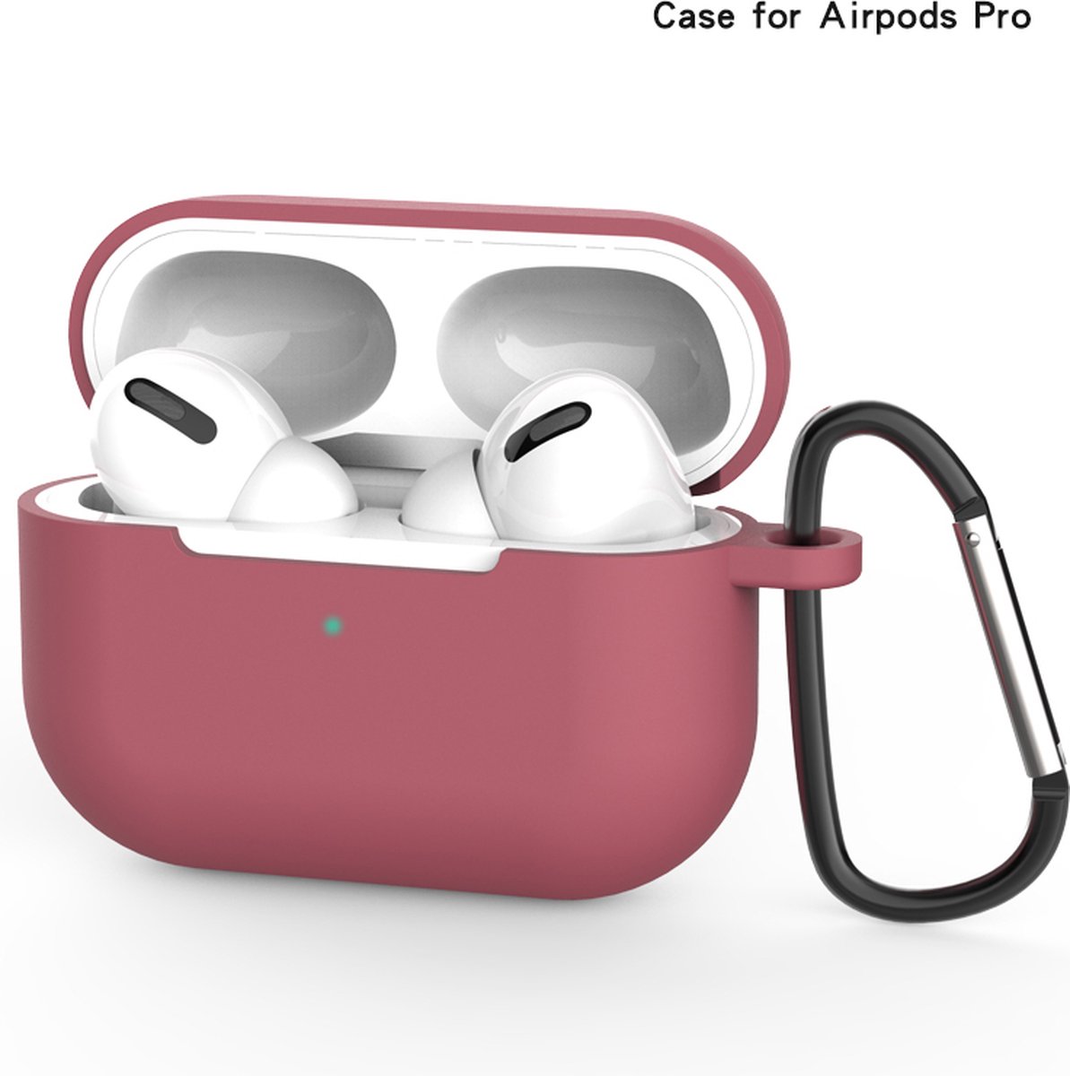 Apple AirPods Pro Hoesje in het Donker Rood met Clip - TCH - Siliconen - met Haak - Case - Cover - Soft Case - Onepiece