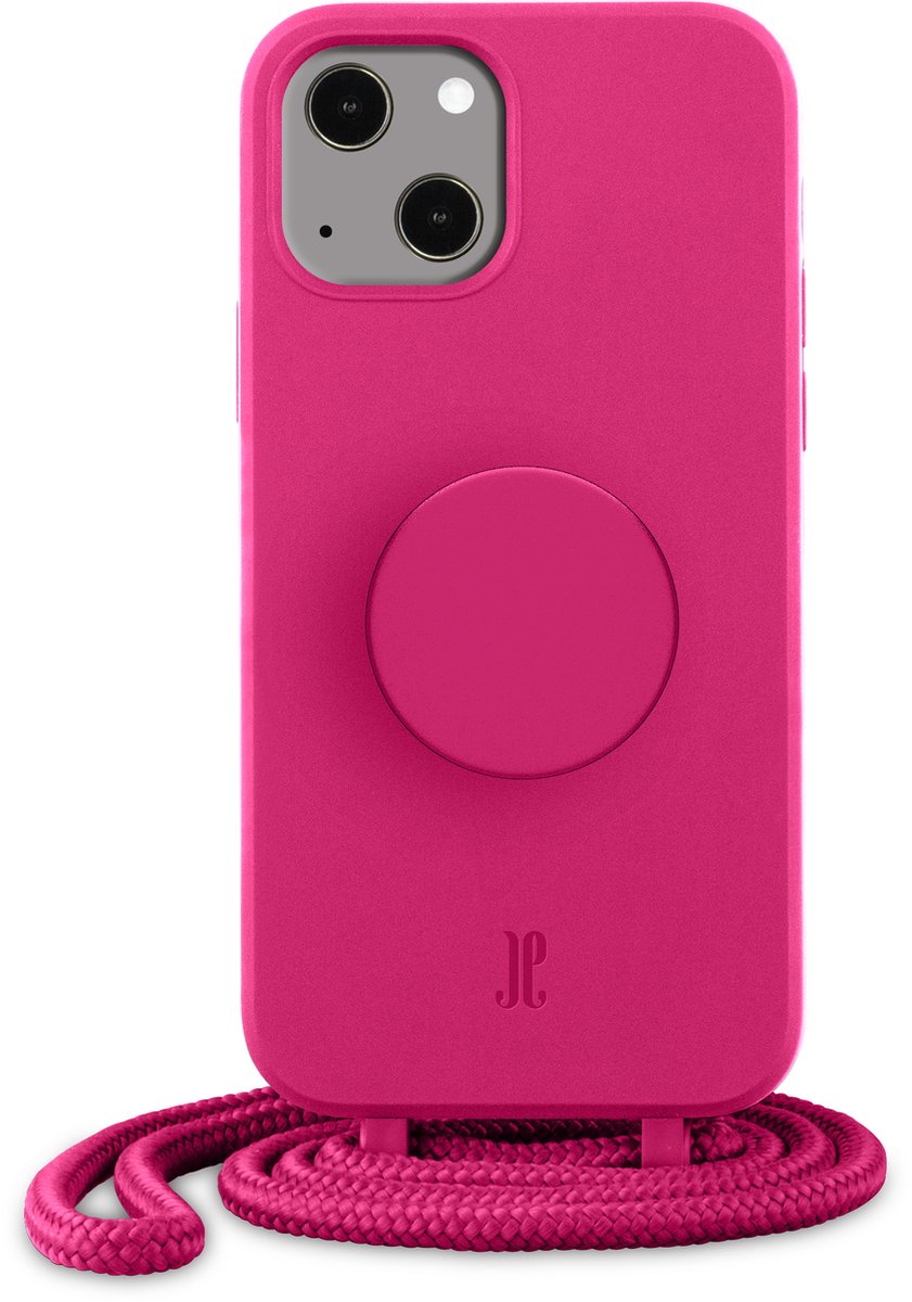Just Elegance x PopSockets Telefoonhoesje met telefoonbutton [telefoon accessoires] voor Apple iPhone 13 - Neon Roze