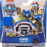 PAW Patrol , Big Truck Pups, Figurine articulée Chase avec drone de sauvetage à clipser, centre de commande et animal, pour les enfants à partir de 3 ans