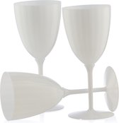 Decorline - 48 wijnglazen van premium kunststof, wit, herbruikbare cocktailglazen voor bruiloften en feestjes, 200 ml, herbruikbaar en stabiel