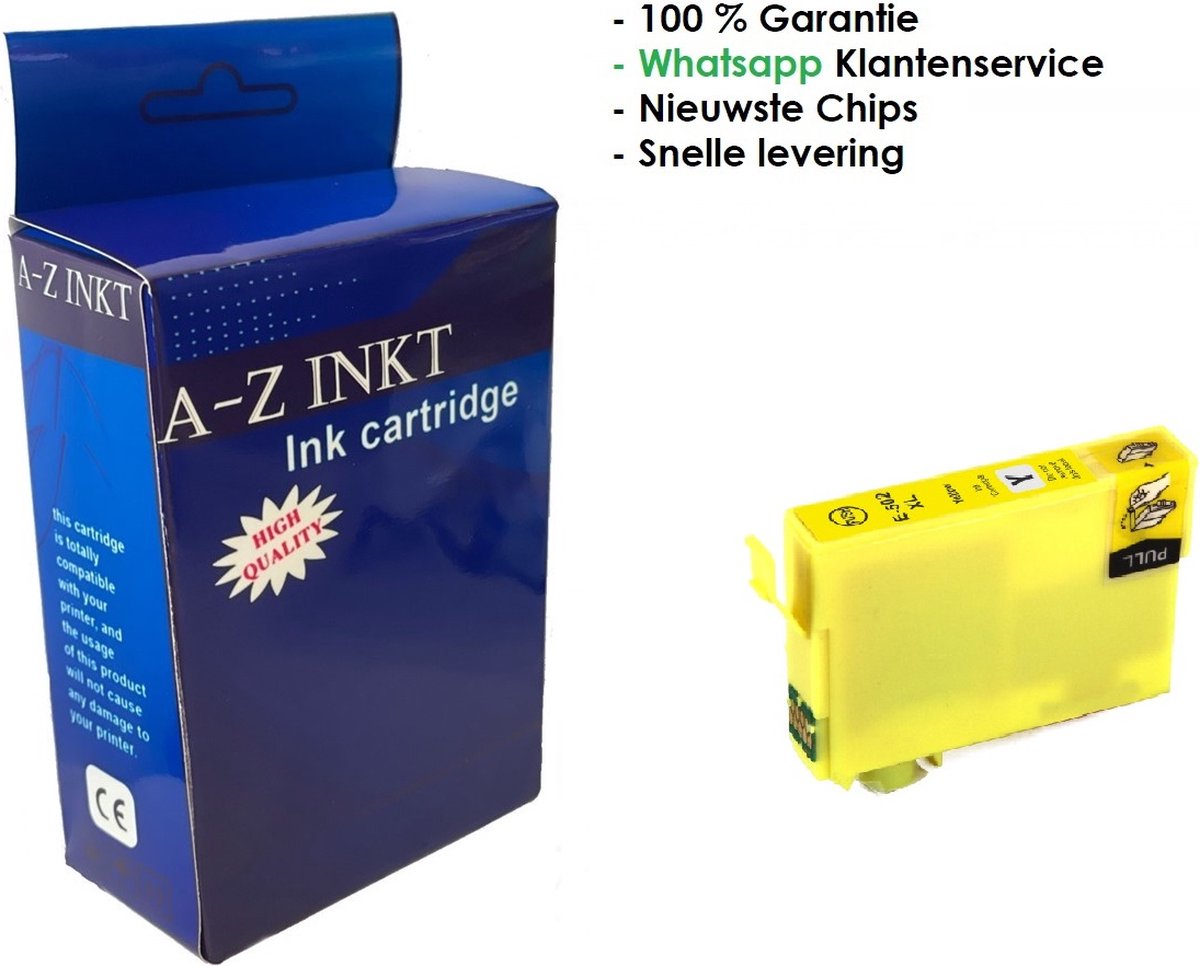 AtotZinkt huismerk Epson 502 XL Y Yellow inkt cartridge - Met Chip - Epson 502XL - Voor Printers: Expression Home XP-5100 / XP-5105 - Workforce WF-2860DWF / WF-2865DWF
