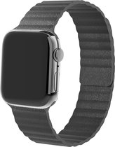 Strap-it Leren Loop band - Geschikt voor Apple Watch bandje - Series 1/2/3/4/5/6/7/8/9/SE/Ultra (2) - Grijs - Leer bandje met magneet sluiting - Magnetisch iWatch bandje voor maat: 42 mm 44 mm 45 mm 49 mm