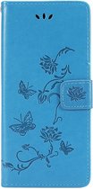 Shop4 - Coque Samsung Galaxy A22 5G - Coque Portefeuille avec Porte-Cartes Motif Papillon Blauw