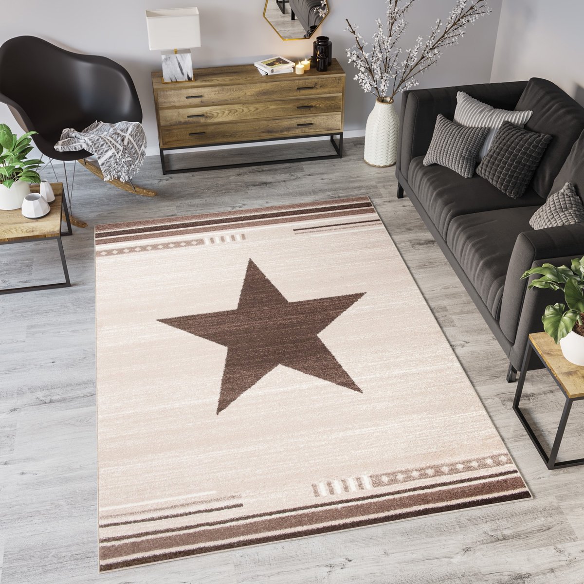 Tapiso Maroko Vloerkleed Slaapkamer Beige Tapijt Maat- 160x220 Beige 3
