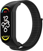 Nylon Smartwatch bandje - Geschikt voor Xiaomi Mi Band 7 nylon bandje - zwart - Strap-it Horlogeband / Polsband / Armband