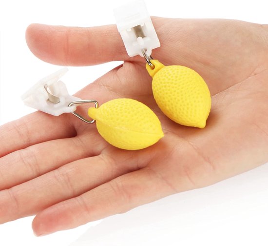 Tafelkleedgewichten clips zwaar kunststof fruitdesign natuur citroen tafelkleedclip 8 stuks - Merkloos