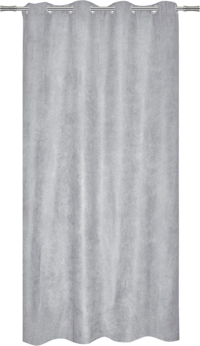 INSPIRE - Verduisterende gordijnen NEWMANCHESTER - B.140 x H.280 cm - Gordijnen met oogjes - Suède imitatie - Grijs