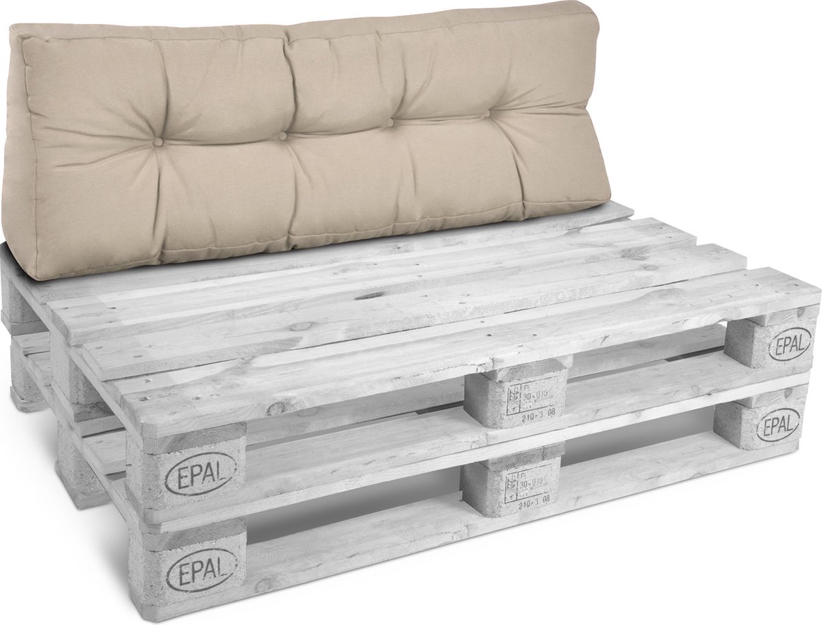 Beautissu Style – Palletkussen Rugkussen Natuur 120x40 cm voor Palletbank – Matraskussen Kwaliteit