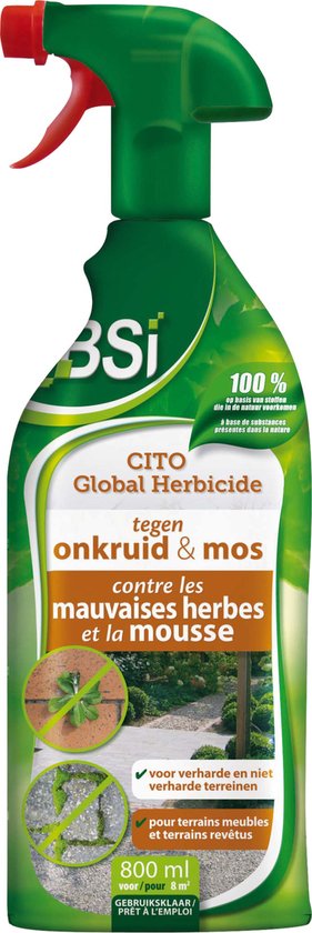 BSI - CITO Global Herbicide - Gebruiksklaar - Onkruid- en Mosverdelger - 800 ml voor 8 m²