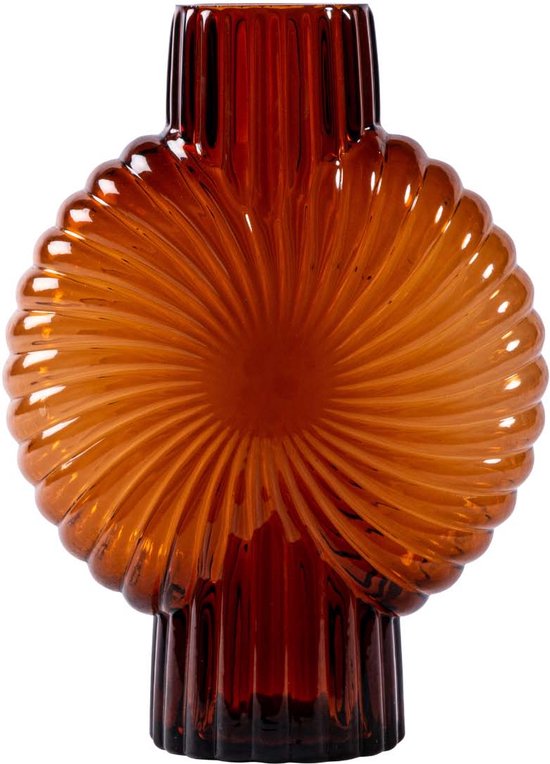 PTMD Zugar Ronde Vaas - 18,5 x 8,5 x 25 cm - Glas - Bruin