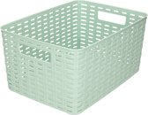 Plasticforte Opbergmand - Kastmand - rotan kunststof - mintgroen - 10 Liter - 22 x 33 x 16 cm