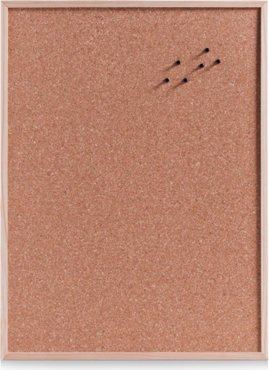Prikbord van kurk 60 x 80 cm met 40 gekleurde punaises - Kantoor benodigdheden - Memoborden - Zeller