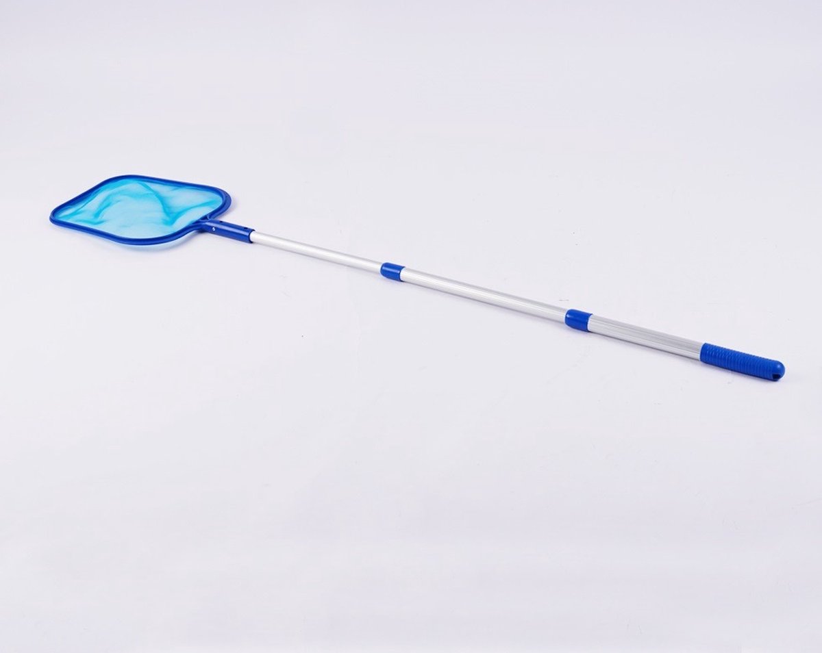 Zwembad-schepnet voor zwembad, telescopisch schepnetje, skimmer-reken-/ zwembad-skimmer met aluminium telescoopstang, zwembad-blad-skimmer voor het reinigen van zwembaden, whirlpools, spa's
