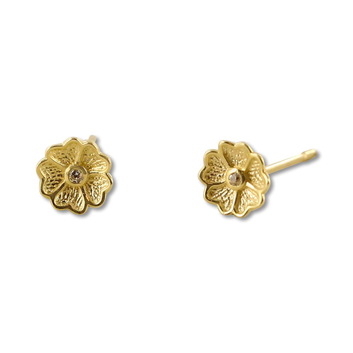 New Bling 9NBSAM-G210668 Gouden Oorknopjes - Dames - Bloem - Zirkonia - 5 mm - 14 karaat - Goud