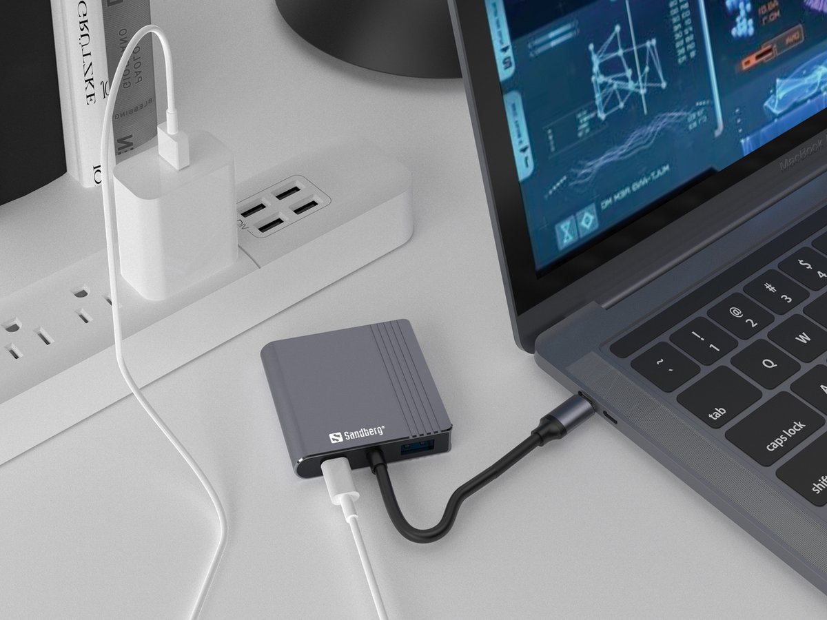 Sandberg - 136-44 - USB-C > 2x HDMI f - Grijs