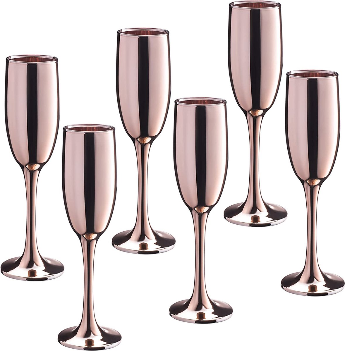 Vikko Décor - Champagne Glazen - Set van 6 Champagne Coupe - Flutes - Roze Goud