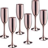 Vikko Décor - Verres à Champagne - Set de 6 Coupes à Champagne - Flûtes - Or Rose