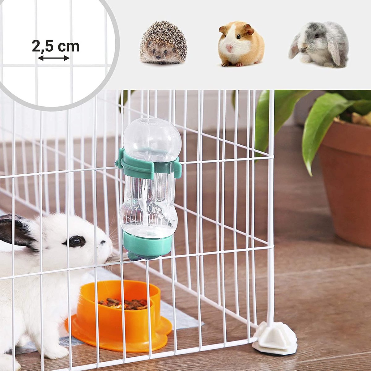 ACAZA Metalen Kooi - Hok voor kleine dieren - Konijnenren - Puppyren - Wit thumbnail 7