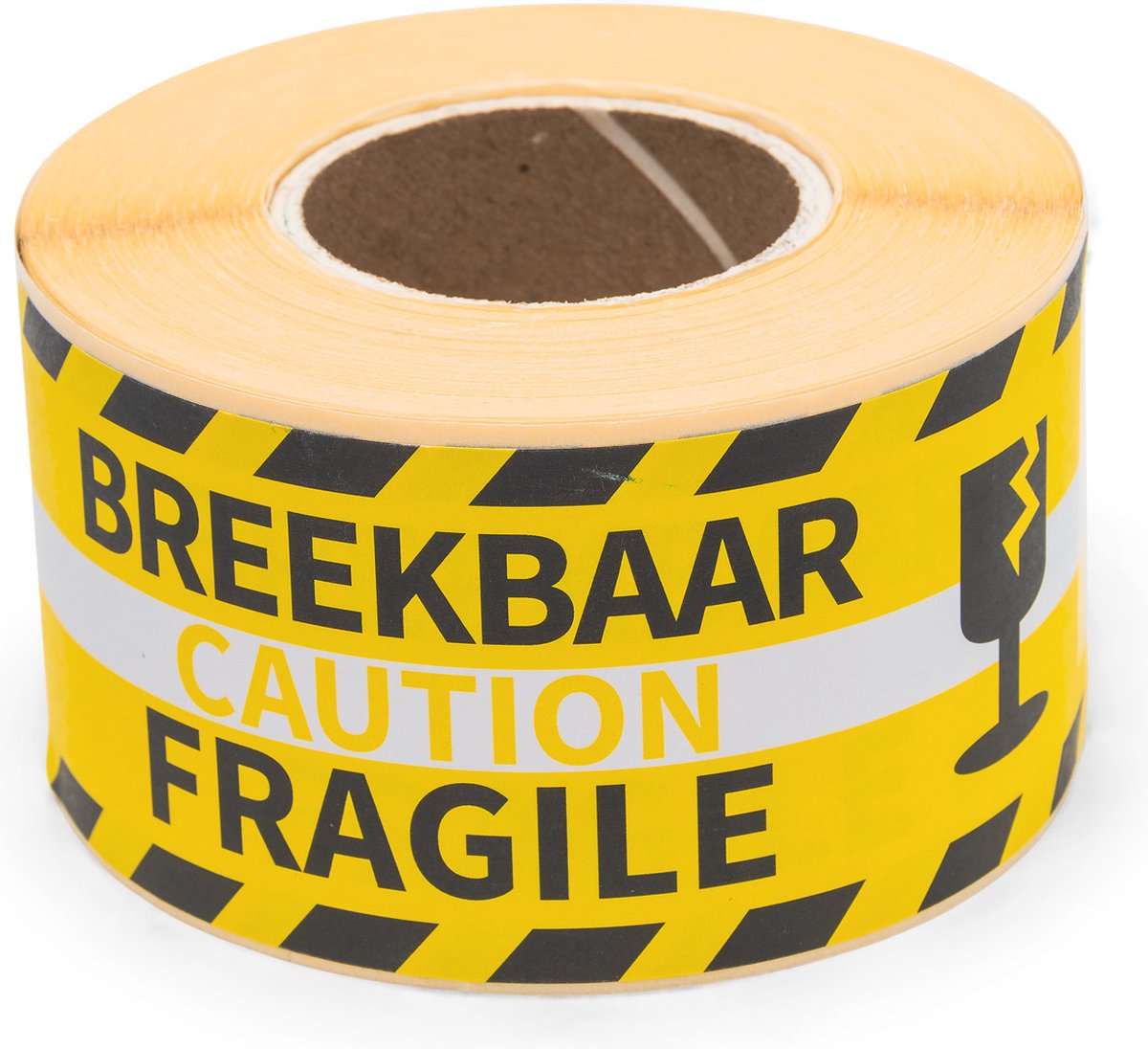 Raadhuis gevaaretiketten - FRAGILE - geel/zwart - 250 stuks - sticker waarschuwing