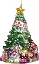 Goodwill Kerstbal-Kerstboom met Pakjes Glas Groen H 17,55 cm