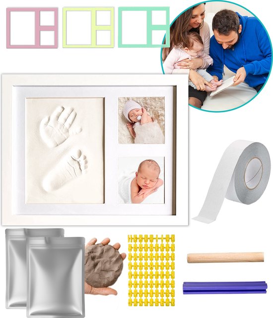 Baby Fotolijst - Gipsafdruk baby - Klei Afdruk Baby Voet en Hand - Kraamcadeau Jongen of Meisje - Babyshower - Kraampakket/Geboorte Cadeau