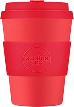 Ecoffee Cup Meridian Gate PLA - Koffiebeker to Go 350 ml - Rood Siliconen
