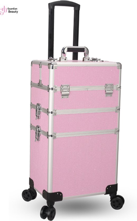 Renaissance plus Echt Make-up Koffer Roze Kleur 3 Delig 8 Wielen | Nage Koffer | Beautycase voor  Kappers |... | bol.com