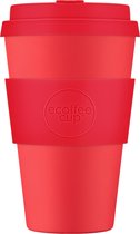 Ecoffee Cup Meridian Gate PLA - Koffiebeker to Go 400 ml - Rood Siliconen