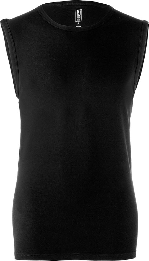 RJ Bodywear - mouwloos T-shirt O-hals - zwart (stretch) - Maat: M