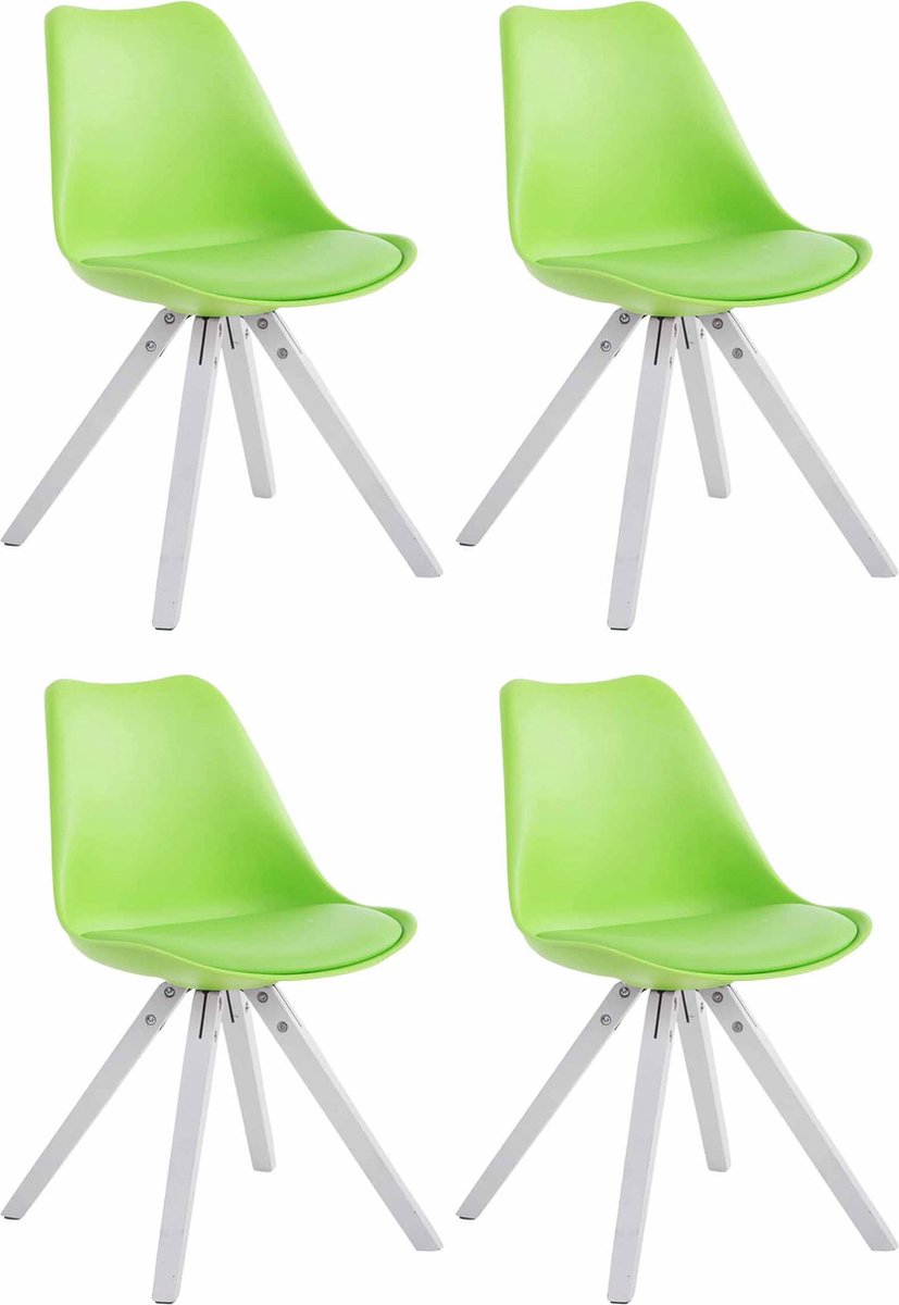 CLP Toulouse Set van 4 stoelen - Vierkant - Kunstleer groen wit
