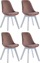 CLP Borneo Set van 4 eetkamerstoelen - Fluweel bruin wit