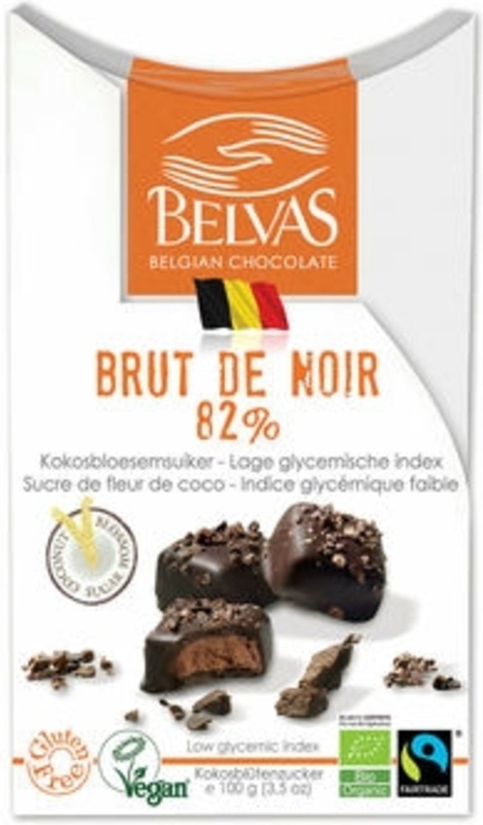Belvas Brut De Noir 82% Belgian Chocolate, 100g, 1 Units