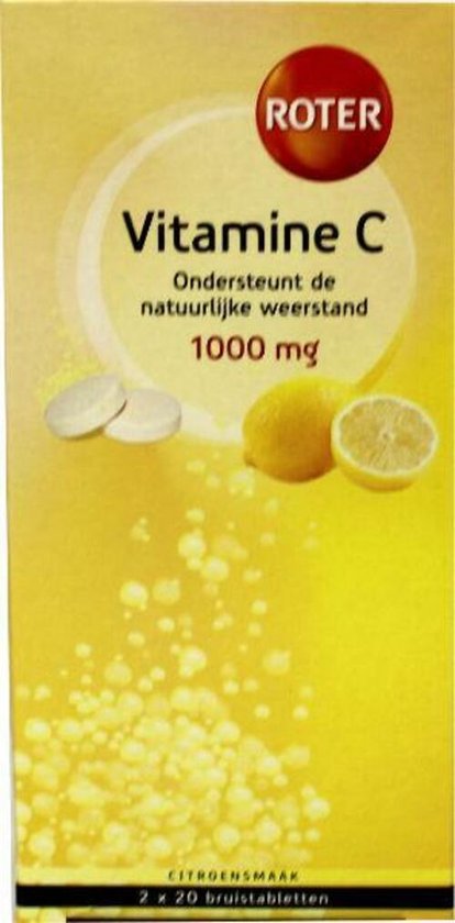 Roter Vitamine C 1000mg bruis - Hoge dosering vitamine C ter ondersteuning van je weerstand - 40 bruistabletten met citroensmaak
