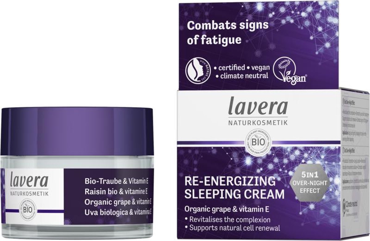 Lavera Re-energizing sleeping cream / nachtcreme EN-IT 50ml