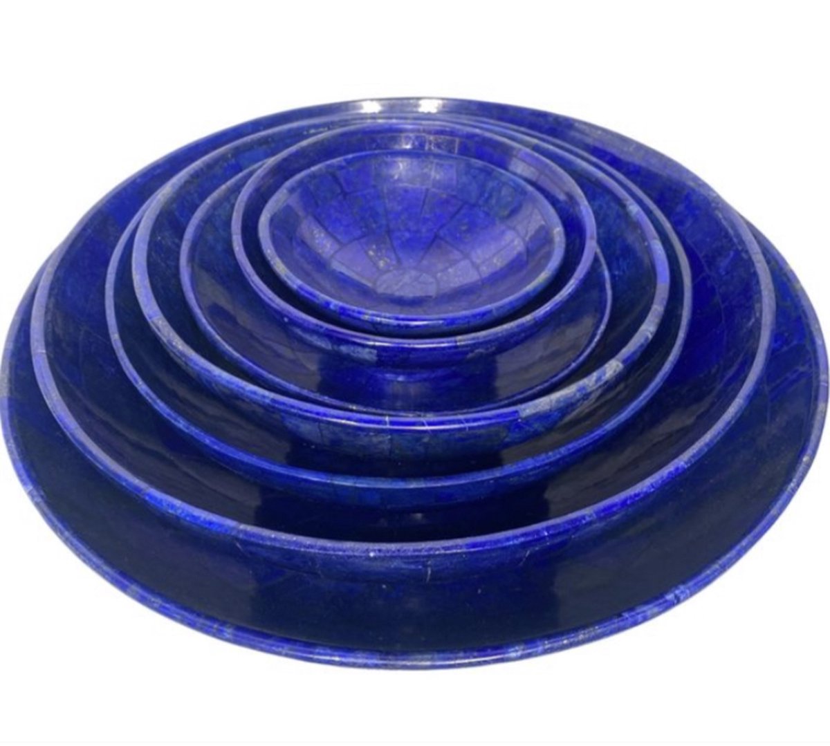 A+++ Natuurlijke Lapis Lazuli bowls set 6x/Kommen set 6x 120 mm/300 mmHandgemaakt - Blauw - Helend