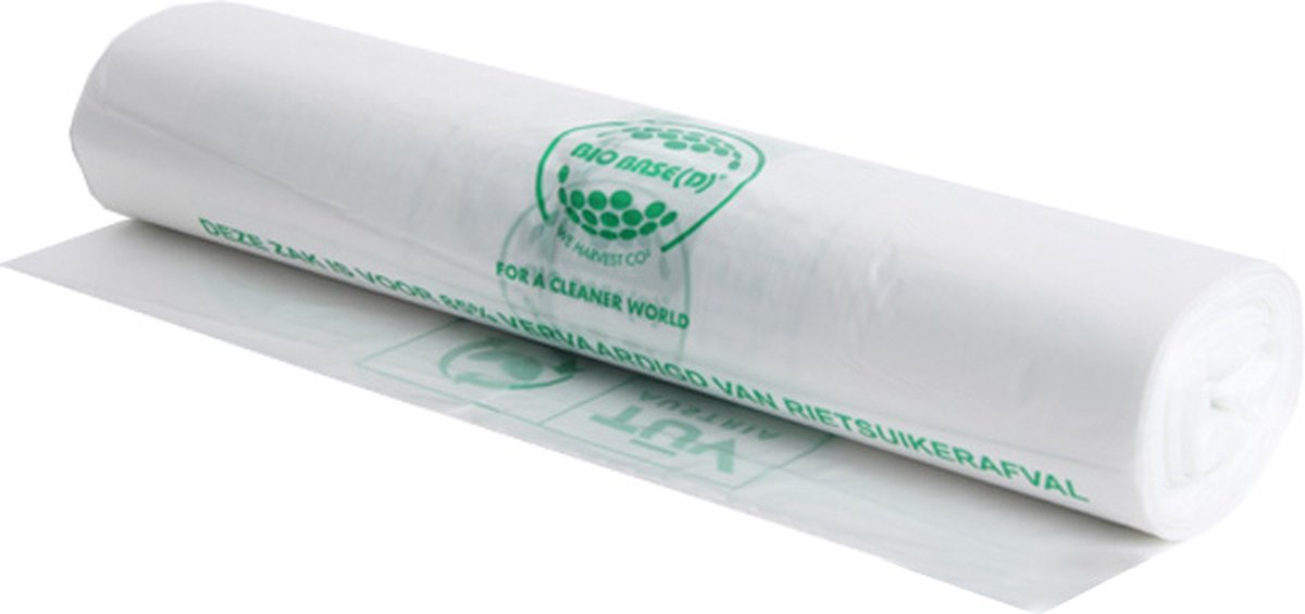 Goedkoopste Biobased afvalzakken 50 liter 63x70cm T20 HDPE transparant - Doos 1000 stuks