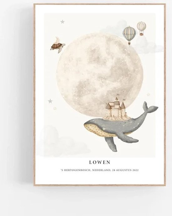 Persoonlijke sterrenhemel poster | MEMORIES OF DREAMS x ELLIE - 40x50 cm - Sterrenhemel poster - Zee dieren - Wolken - Kastelen - Gepersonaliseerde poster - Babykamer en kinderkamer