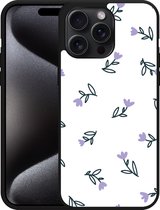 Cazy Hardcase Hoesje geschikt voor iPhone 15 Pro Max Paarse Bloemen