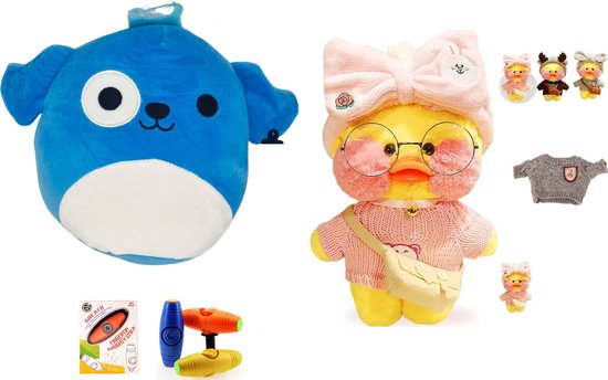 Happy Shop Store Must Have Cadeauset - Lalafanfan Cafe Mimi Paperduck + Squish Knuffel Kussen soft mallow + Nieuwste Spinner Trick