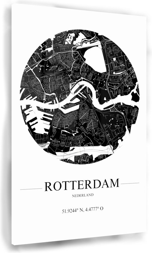 Kaart Rotterdam schilderij - Rotterdam schilderij - Wanddecoratie map Rotterdam - Muurdecoratie industrieel - Plexiglas schilderij - Kantoor accessoires - 40 x 60 cm 5mm