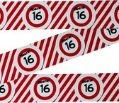3BMT® Afzetlint - Markeerlint rood wit - 16 jaar - verjaardag - 10 meter