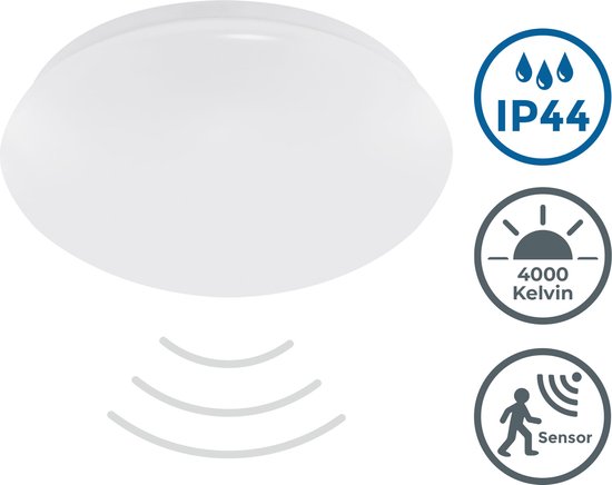 BK Light - Éclairage de salle de bain LED avec capteur - Plafonnier de salle de bain - IP44