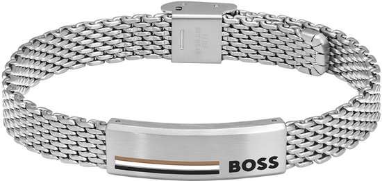 BOSS HBJ1580611 ALEN Heren Armband - Schakelarmband - Sieraad - Staal - Zilverkleurig - 11 mm breed - 20 cm lang