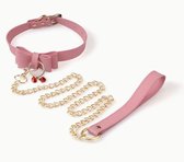 Roze Bdsm halsband met ketting lijn