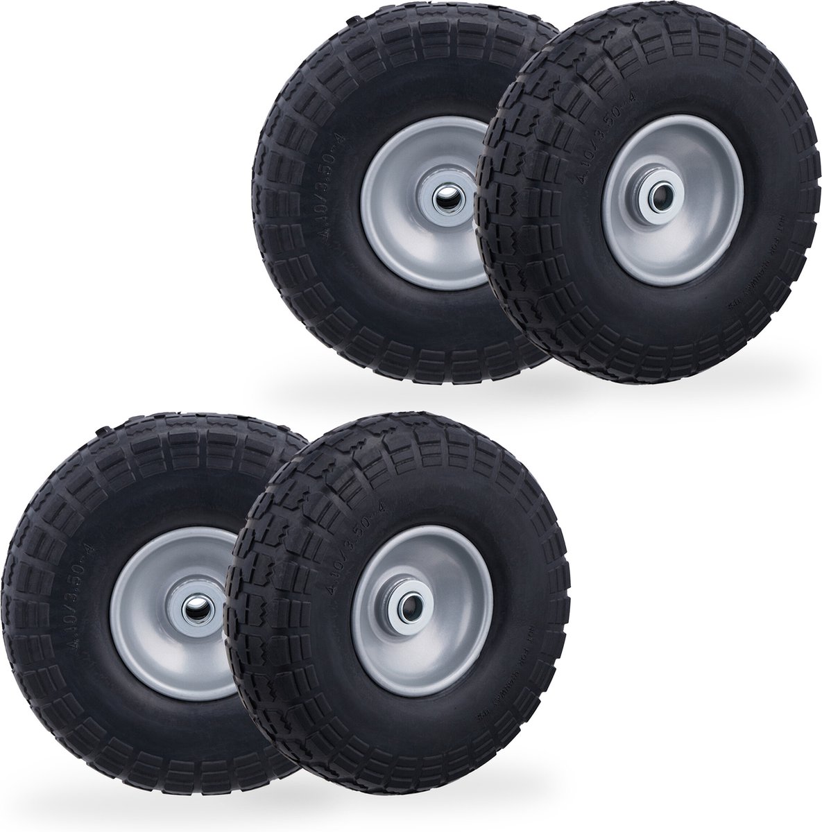 Relaxdays 2 roues pour diable 4.1/3.5-4, de rechange avec air, axe de 16 mm, jusqu'à 136 kg, 260 x 85 mm;noir-gris - Bricolage